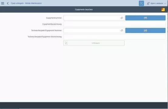 SAP Unsere SAP PM App:Equipment-Umbau