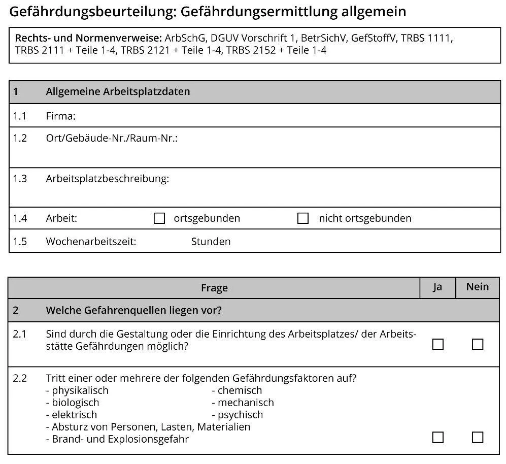 Unfälle bei Instandhaltungsmaßnahmen: Beispielhafte Gefährdungsbeurteilung